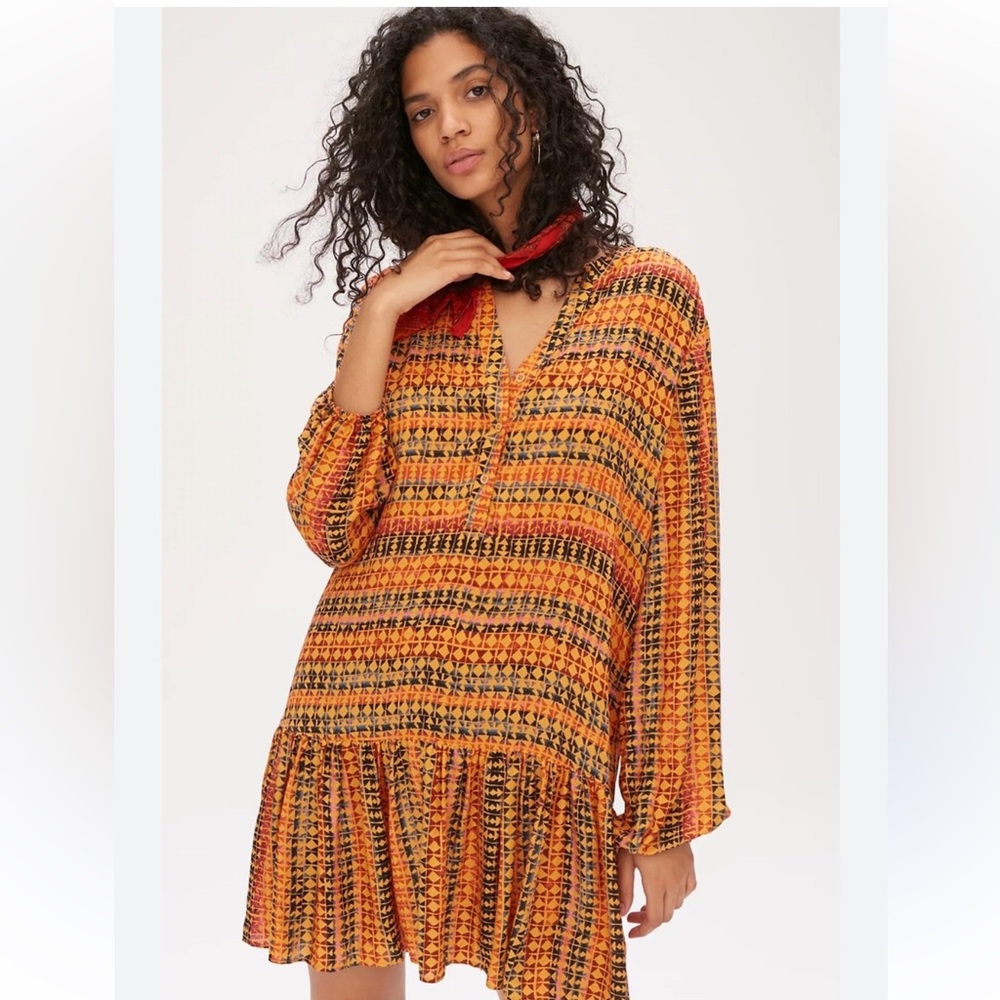 Anthropologie Elyn Tunic Dress with a Geometric Batik print